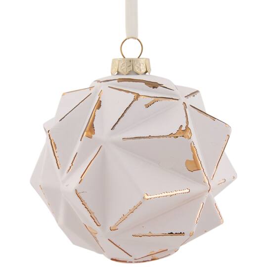 4" Pink & Gold Geometric Glass Ball Ornament